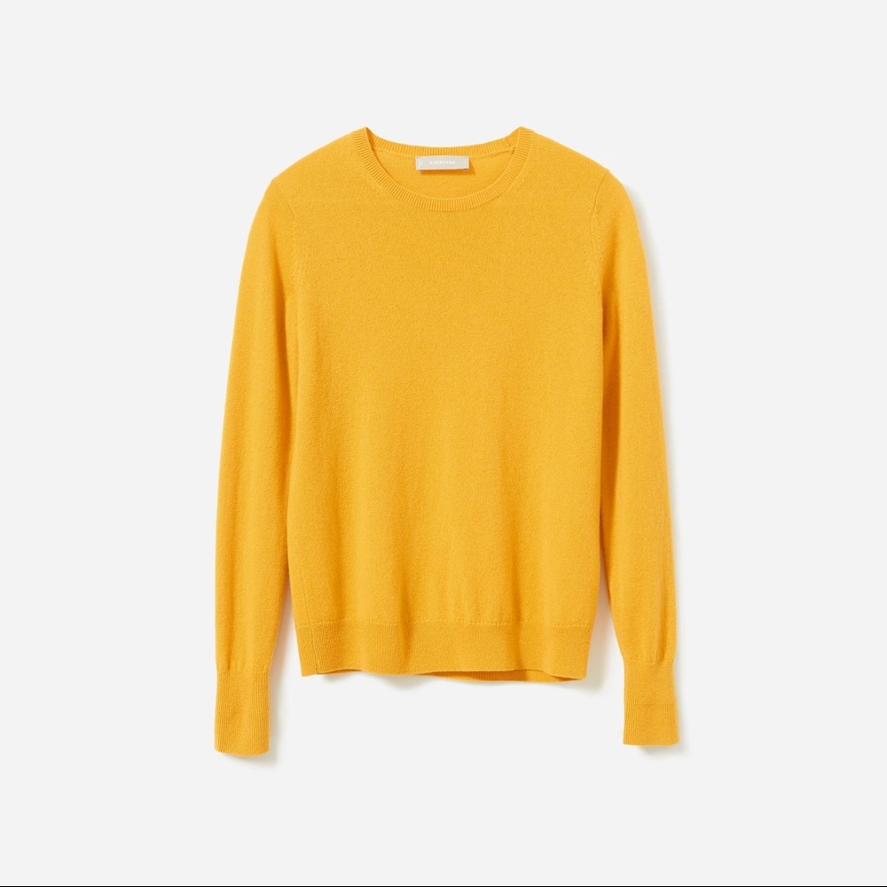 Everlane Cashmere Crew Mustard Yellow XL